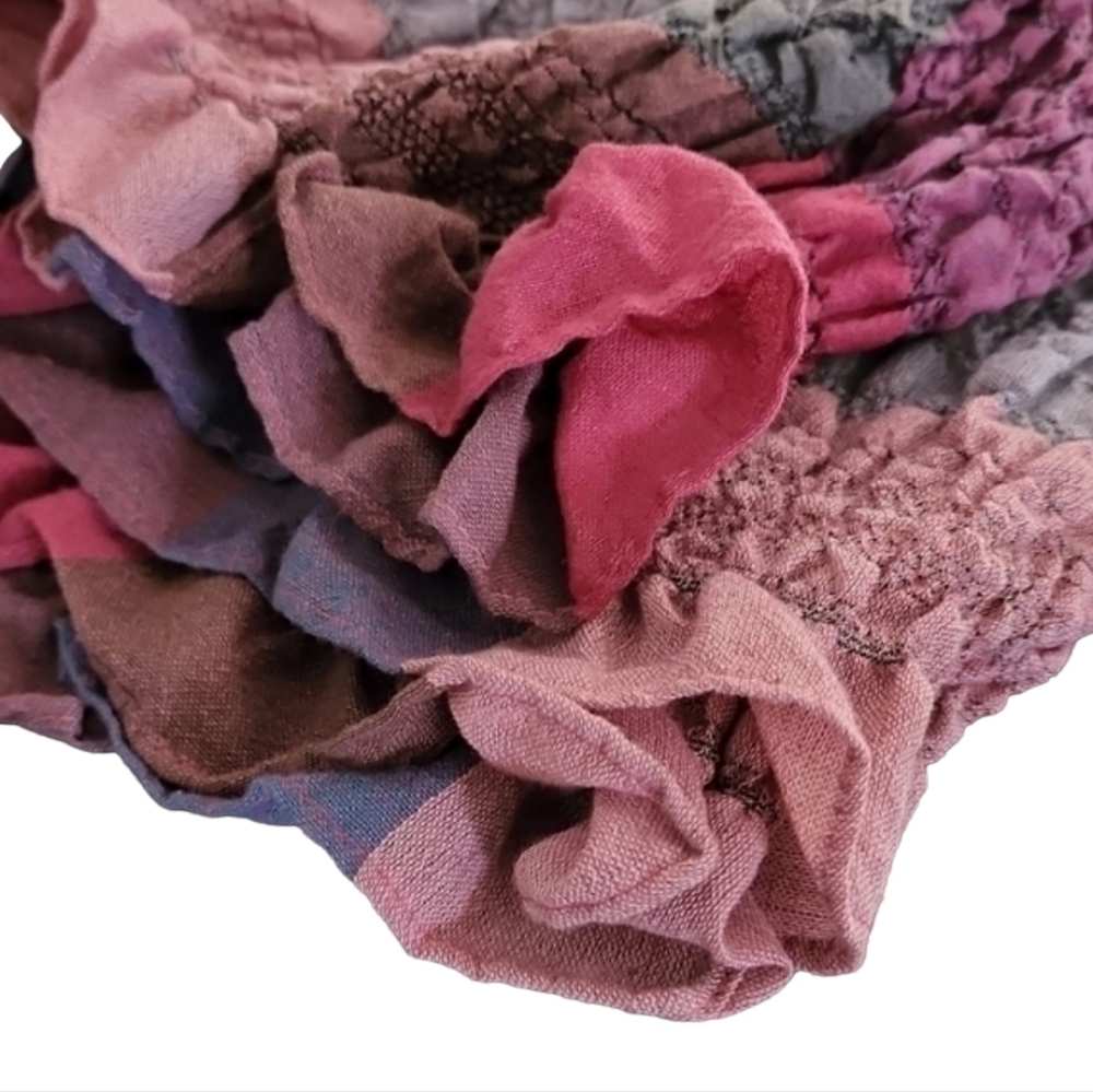 SMOCKED ELASTIC CRINKLY Ruffled Scarf Stretch Wrap Shabby Chic Hijab Rectangular - Picture 4 of 16